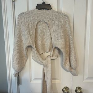 FOREVER 21 Open-back Tie Sweater in Cream